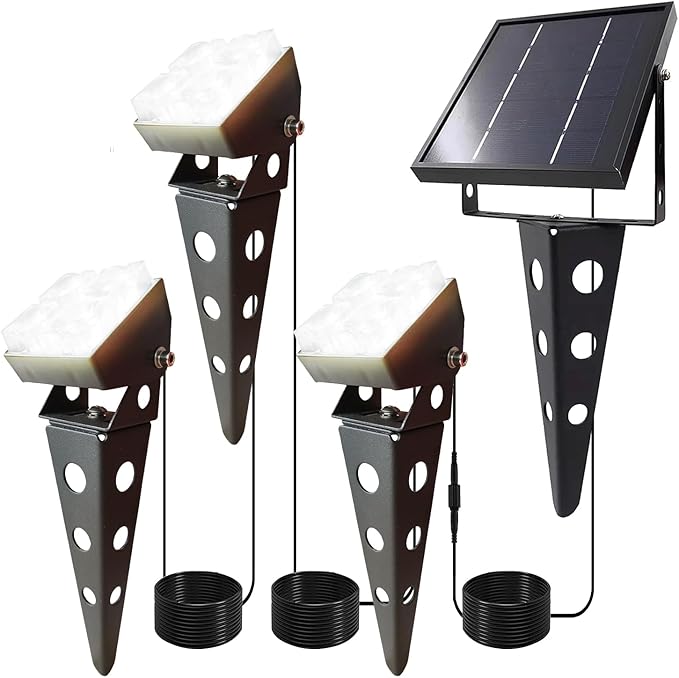 Solar Spot Lights Outdoor Waterproof IP65 Landscape Spotlights with Metal Stake 42ft Cable 3-in-1 Cool White Auto | Lumora
