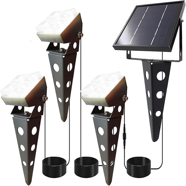 Solar Spot Lights Outdoor Waterproof IP65 Landscape Spotlights with Metal Stake 42ft Cable 3-in-1 Cool White Auto | Lumora