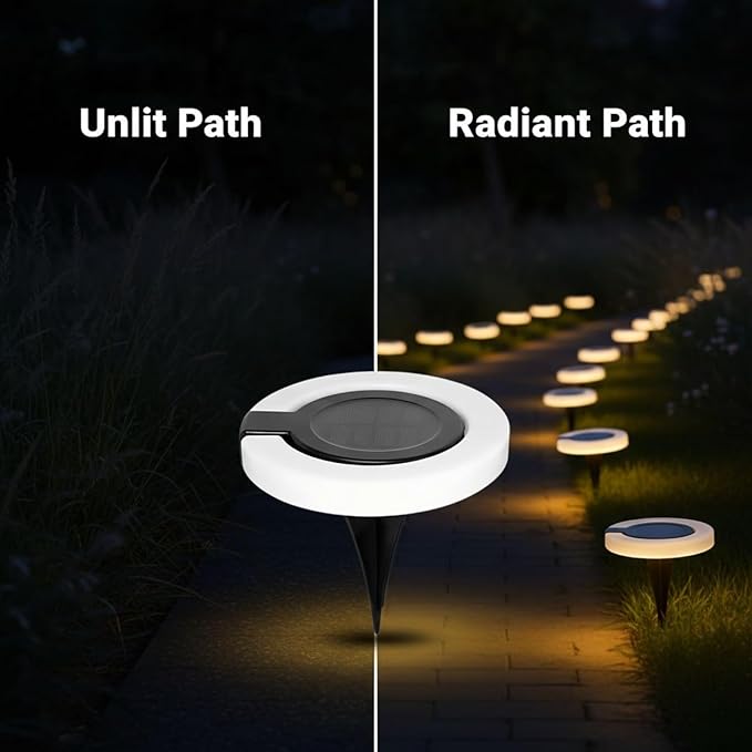 2 Pcs Waterproof Led Ground Lighting, Outdoor Solar Pathway Lights 5.9 X 5.51 in, Dusk to Landscape Lighting, Aa/300 Mah Battery, for Patio Yard Garden Stair Balcony