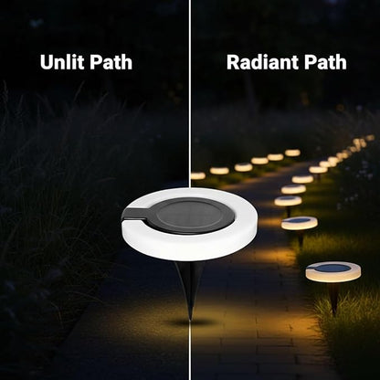 2 Pcs Waterproof Led Ground Lighting, Outdoor Solar Pathway Lights 5.9 X 5.51 in, Dusk to Landscape Lighting, Aa/300 Mah Battery, for Patio Yard Garden Stair Balcony