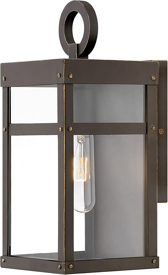 Hinkley Porter Collection Extra Small Wall Mount Lantern, 120V – Add Security to Porches, Patios & Exterior Spaces with Ultra-Durable Outdoor Lighting, Oil Rubbed Bronze