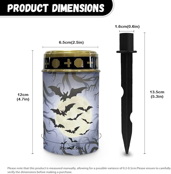 Bats Print Solar Lights Outdoor Waterproof Solar Garden Light Halloween Decoration for Outside Cemetery Grave Yard | Lumora