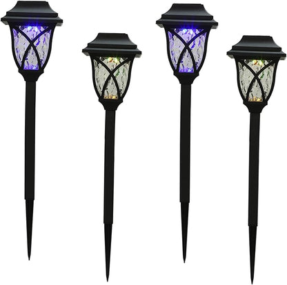 LIFKOME 4pcs Led Landscape Solar Lights Outdoor Lights Garden Solar for Year Party Easy to Install Energy Saving