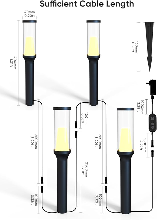 APPECK Pathway Lights Outdoor 800LM, RGBCW Low Voltage Landscape Lighting, Smart APP and Alexa Control, IP65 Waterproof, Color Changing Walkway Lights for Garden, Yard, Patio, Christmas, 4 Pack