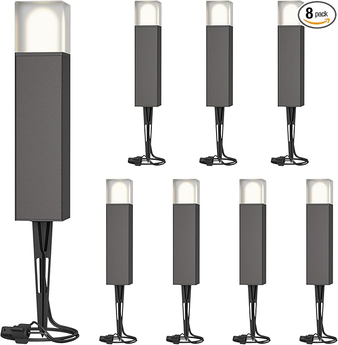 GOODSMANN Low Voltage Pathway Lighting 8PK Bollard Landscape Lights Kits 2W 2700K Warm White LED Wired Path Light | Lumora