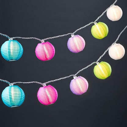 GOOTHY 8.5Ft Multicolor Lantern String Lights Outdoor, Plug in Christmas Decorations String Lights with 10 Mini Colorful Lanterns, Hanging Lanterns Lights for Outdoor Bedroom Bistro Garden Xmas Party
