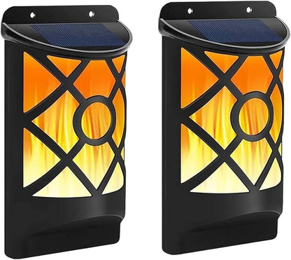 QUQUQ Solar Pathway Lights Solar Powered LED Flame Light Wall Mounted Outdoor Garden Dusk to Dawn Yard Patio Decor(2 Packs)