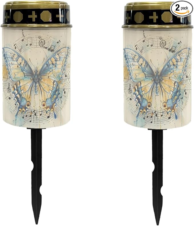 Butterfly Solar Lights Outdoor LED Lantern Waterproof Garden Lights Solar Outdoor Pathway Lights Solar-Powered Lights for Outside,Flameless Lights Outdoor Patio Lights