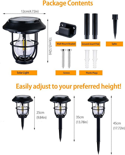 Solar Pathway Lights Outdoor Motion Sensor 2 Pack, 3 Lighting Mode, 3-in-1 In-ground/Wall Mount/Hanging, Auto On/Off Waterproof Warm Solar Lantern for Yard Lawn Patio Garden Landscape Walkway Driveway