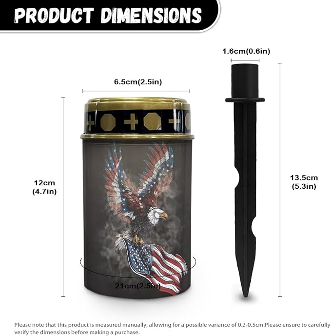 Eagle USA Flag Solar Garden Lights Outdoor Decorative Solar Stake Lights Landscape Lights Cemetery Decorations for Grave Lights Decorate Lawn, Patio, Fence, Backyard