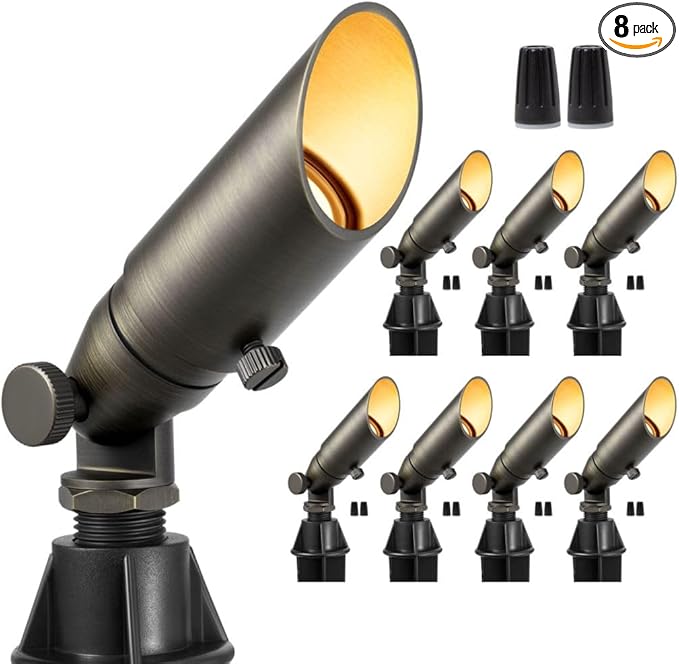 Gardenreet Brass LED Spot Light Low Voltage - Low Wattage Outdoor Landscape Spotlights Hard-Wired, 12V Landscaping | Lumora
