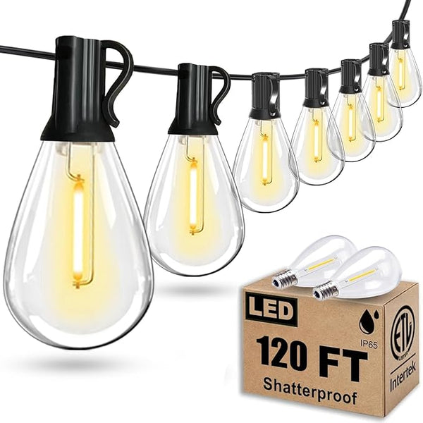 120FT Outdoor String Lights, Ultra Long Waterproof 30+2 Shatterproof Bulbs Led Outside Patio Lights for Porch Deck | Lumora