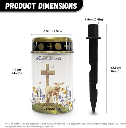 Cross and Earth Cemetery Lights for Grave,Solar Stake Lights Landscape Lighting Solar Lantern Flameless Lights Waterproof Garden Lights Cemetery Solar Lights Outdoor Lights-Warm White Lights