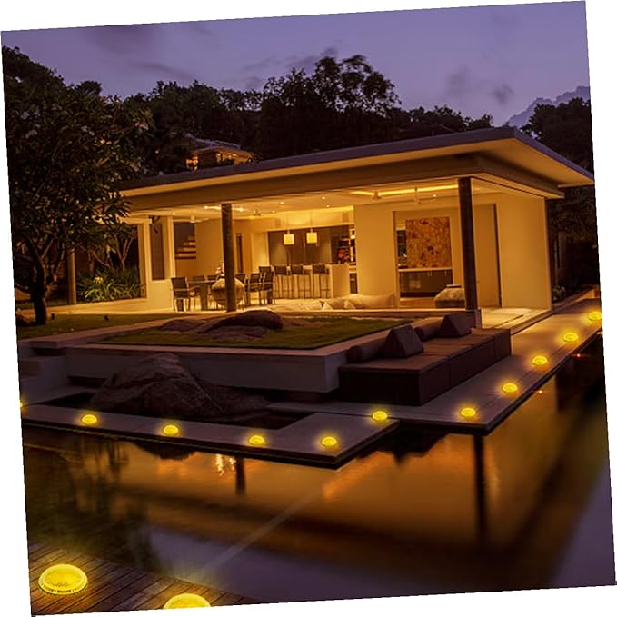 4pcs Solar-Powered LED Outdoor Ground Lights for Garden and Lawn, Warm White Disc In-ground Landscape Lighting | Lumora
