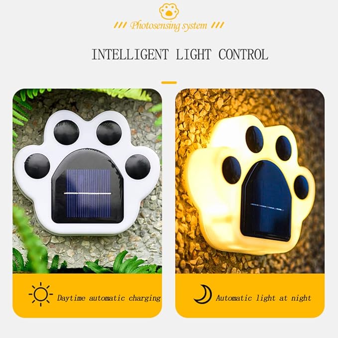 Solar Outdoor Lights, 4 Packs Warm Light Solar Paw Print Lights Outdoor Garden Decor, Beautiful Paw Print Solar Garden Lights Automatic Solar Powered Led Lights Outdoor Solar Decorations For Home Yard