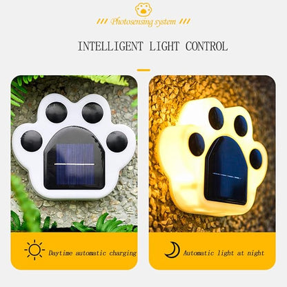 Solar Outdoor Lights, 4 Packs Warm Light Solar Paw Print Lights Outdoor Garden Decor, Beautiful Paw Print Solar Garden Lights Automatic Solar Powered Led Lights Outdoor Solar Decorations For Home Yard
