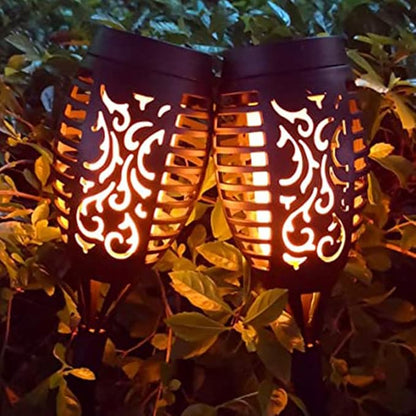 Solar Flame Torch Light, 2 Pack Outdoor Stake Decorative Lighting Yard Pathway, 12LED Portable Energy Saving Outdoor Light
