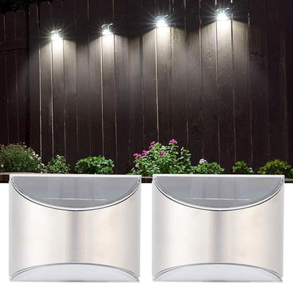 Yosoo Solar Lights Outdoor, 2 Pack Stainless Steel Step Fence Patio Post Wall Lamp with Auto Light Control for Garden Way Walkway LED Decor Lighting(3.9x3.1x2in)