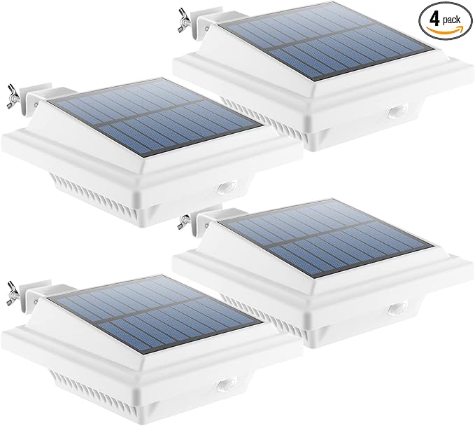 UniqueFire Solar Gutter Lights Outdoor, 40 LEDs Bright Solar Powered led Fence Light Deck Lights Waterproof for Wall, Deck, Fence, Stair, Step and Yard (White,Warm White-4 Pack)