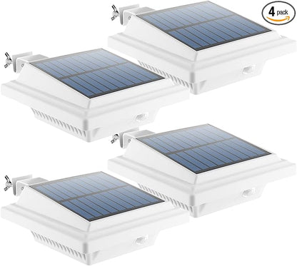 UniqueFire Solar Gutter Lights Outdoor, 40 LEDs Bright Solar Powered led Fence Light Deck Lights Waterproof for Wall, Deck, Fence, Stair, Step and Yard (White,Warm White-4 Pack)
