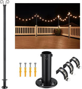 String Light Poles for Outside, 11FT Outdoor String Light Pole Heavy Duty Metal Lights Pole Stand with Flange Base | Lumora