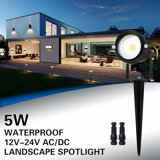 EAGLOD 5W Spot Lights Outdoor 5000K Daylight White Flag Pole Light 12V~24V AC/DC LED Landscape Spotlights, Waterproof Low Voltage Landscape Lighting for Yar (10)