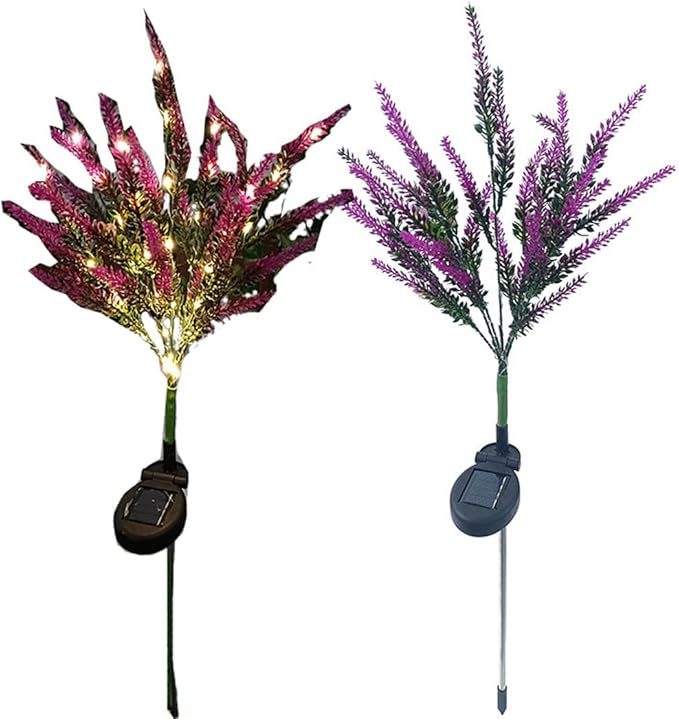 Ulalaza 2PCS Garden Solar Lights Multi-Color Changing 28 LED Flower Stake Light Decorative Landscape Lawn Yard Outdoor Lights Pink and Red Length 90 * 60 * 400mm/4 * 3 * 16inch