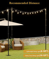 10Ft String Light Poles for Grass & Soil, Outdoor Light Stand with 5-Prong Fork Base, Heavy-Duty Metal Poles for | Lumora