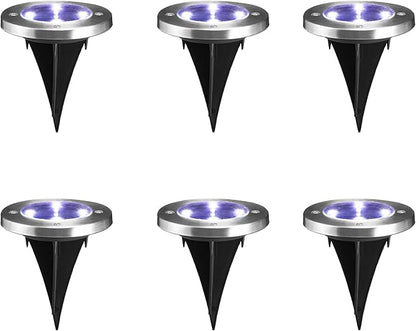 Glitzhome Solar Ground Lights Outdoor Waterproof 6 Pack Solar Garden Lights Disk Lights for Walkway Yard Backyard Lawn Landscape Decorating