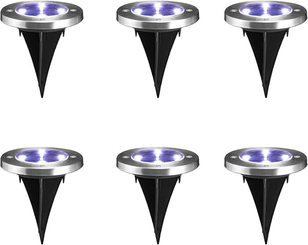 Glitzhome Solar Ground Lights Outdoor Waterproof 6 Pack Solar Garden Lights Disk Lights for Walkway Yard Backyard | Lumora