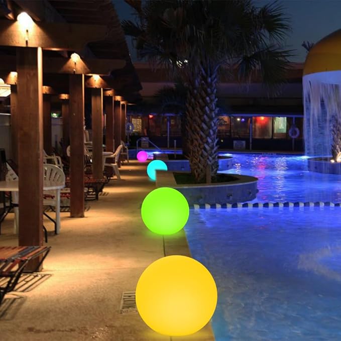 16-inch LED Globe Orb Light, Rechargeable Glowing Ball Light w/Remote, Dimmable RGB Color - Outdoor Wall Light | Lumora