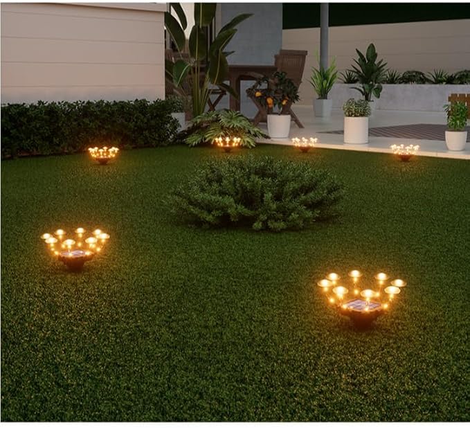 2 Pack 48LED Outdoor Solar Ground Inserted Warm Light Mushroom Lamps,Waterproof Courtyard Atmosphere Decorative | Lumora