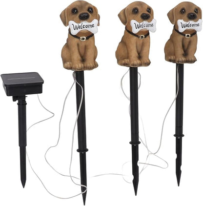 JEOZBM Solar Pathway Lights Decorative, Dog Statue Welcome LED Landscape Lights, Solar Powered Outdoor Garden Lights for Lawn Patio
