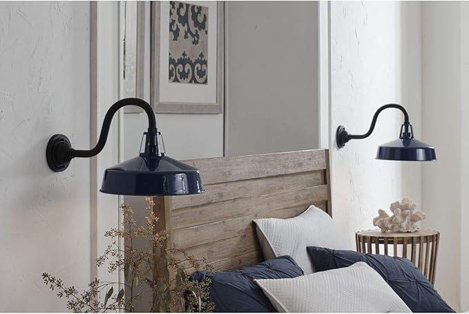 Progress Lighting Cedar Springs Collection 1-Light Farmhouse Outdoor Extra-Large Wall Lantern Light Navy