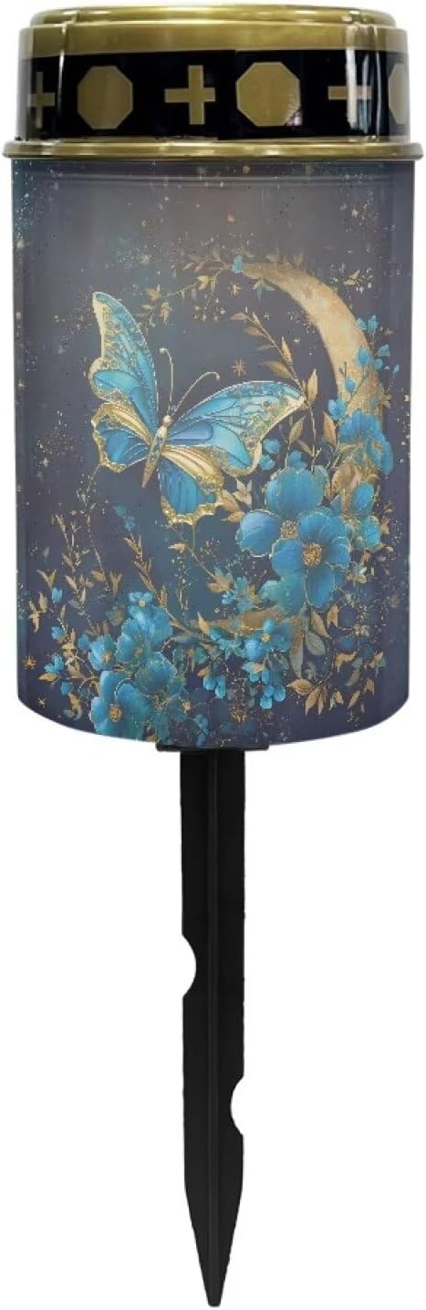 Butterfly Moon Flower Cemetery Solar Lights Garden Solar Lights Outdoor Solar Stake Lights with Led Warm White | Lumora
