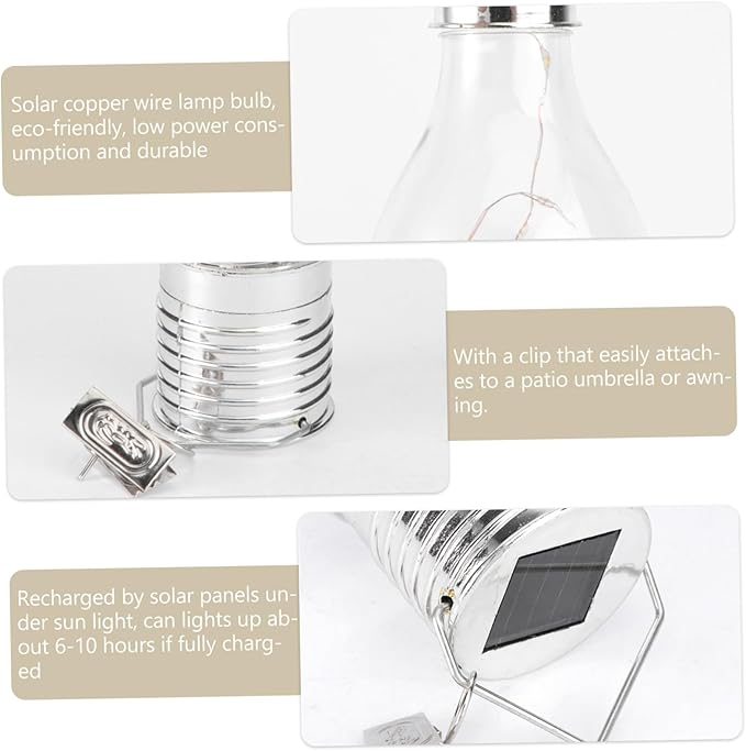 DOITOOL 6pcs Solar Powered Copper Wire Led Hanging Bulb Warm White Light for Garden Patio and - Outdoor Wall Light | Lumora
