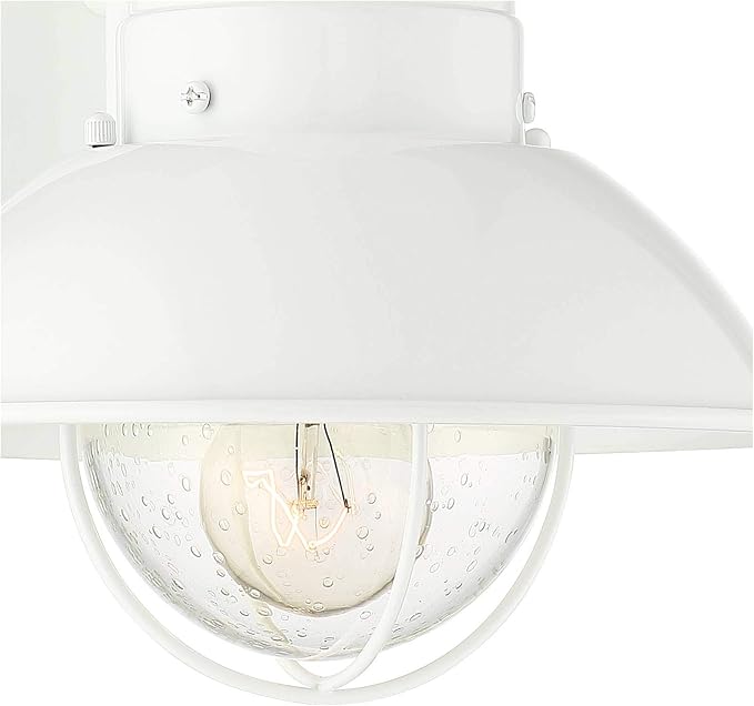 John Timberland Oberlin Rustic Industrial Farmhouse Outdoor Barn Light Fixture White Dusk to Dawn Motion Sensor 9" | Lumora