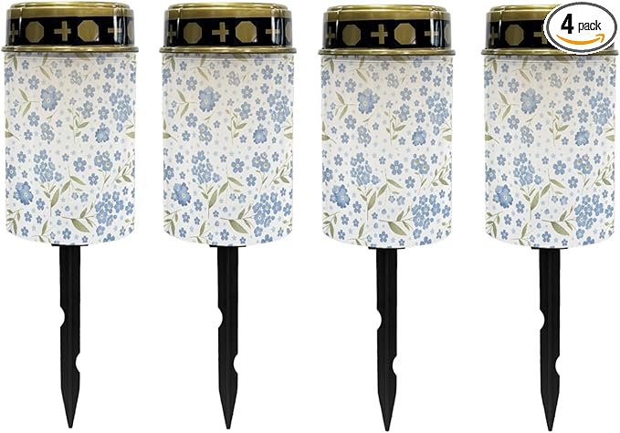 Blue Floral Solar Garden Stake Lights Outdoor Pathway Lights Landscape Lighting LED Solar Lantern,Solar Powered Fairy Lights for Outside Warm White Stoplight,Wall Lights Auto On/Off