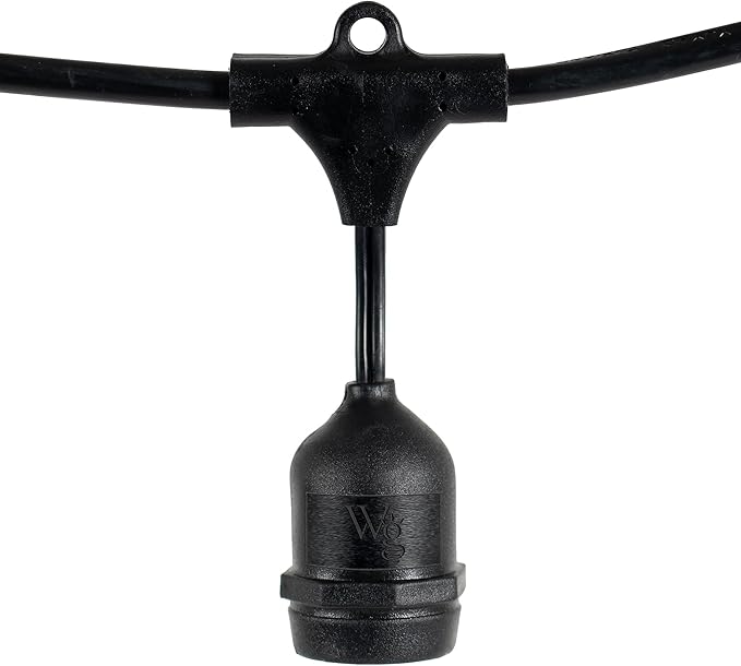100-ft 50 Suspended Sockets E26 Commercial Patio Light Stringer, Heavy Duty - Outdoor Security Flood Light | Lumora