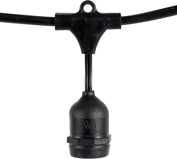 100-ft 50 Suspended Sockets E26 Commercial Patio Light Stringer, Heavy Duty - Outdoor Security Flood Light | Lumora
