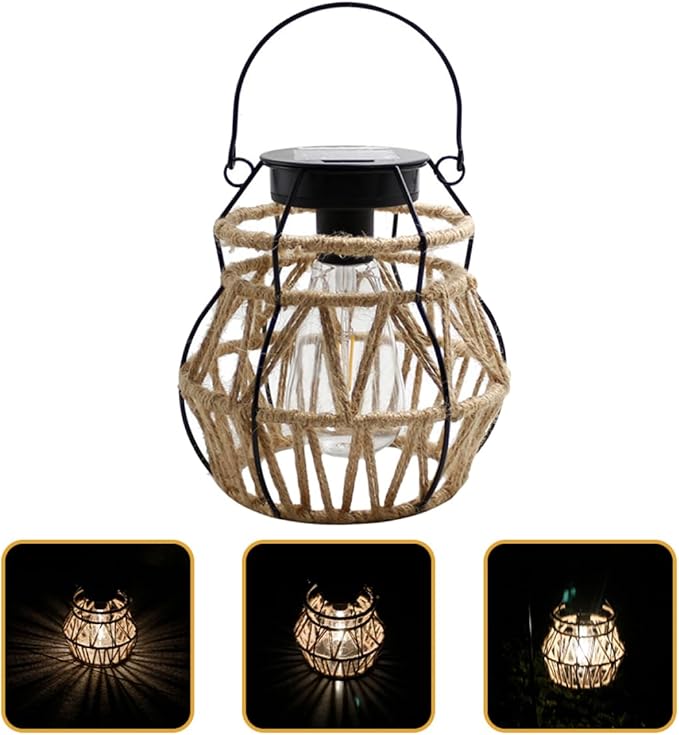 Vintage Solar Lantern Edison Bulb Garden Outdoor Decorative Light Solar Powered Hanging Light for Courtyard Decorative Outdoor Lawn Decorations Lawn