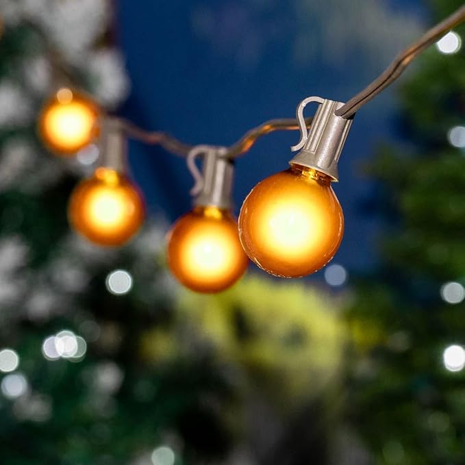 100 Foot G40 Outdoor Patio String Lights with 125 Yellow Globe Bulbs – Indoor Outdoor String Lights – Market Bistro | Lumora