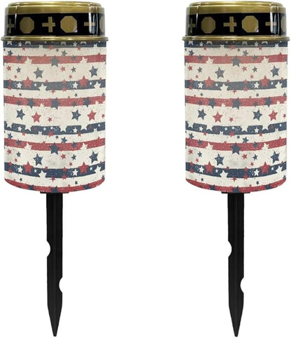 America Star Stripes Garden Solar Lights Outdoor Waterproof Solar Yard Lights Solar Pathway Lights Outdoor Landscape Path Light Blue and Red Solar Light Easy Install