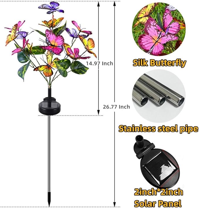 Solar Lights Outdoor Garden Decorative, Solar Flowers Outdoor Waterproof,Solar Garden Decor, Solar Lights for Outside Pathway,Patio,Yard,Outdoor Solar Decorations,Christmas Gardening Gifts (4Pack)