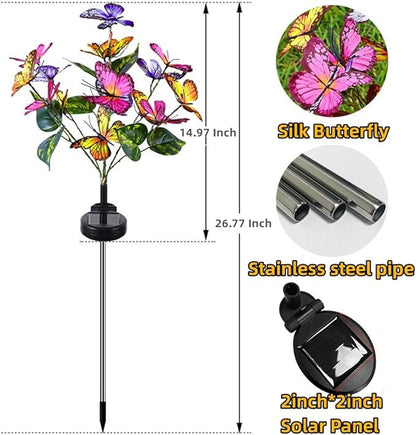 Solar Lights Outdoor Garden Decorative, Solar Flowers Outdoor Waterproof,Solar Garden Decor, Solar Lights for Outside Pathway,Patio,Yard ,Outdoor Solar Decorations,Christmas Gardening Gifts (2Pack)