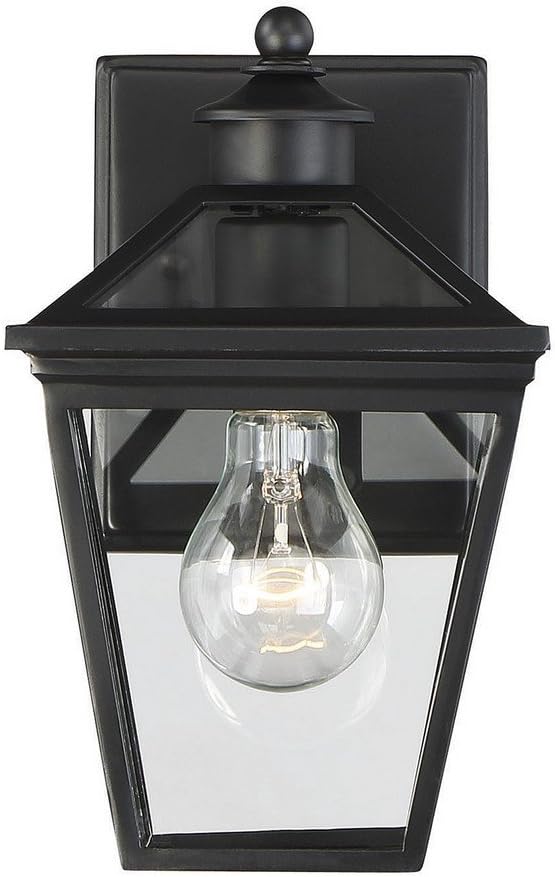 Savoy House 5-140-BK Ellijay Modern Rustic Clear Glass Outdoor Wall Lantern, 1-Light 60 Watt, 10" H x 6" W, Black | Lumora
