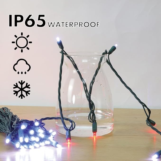 LAMPHOME Red White Valentine's String Lights，600FT 1200LED (24pk of 50Lights) Fairy Light Decor Indoor & Outdoor Party Patio Bedroom, Xmas Tree Garland Easter Holiday Decoration