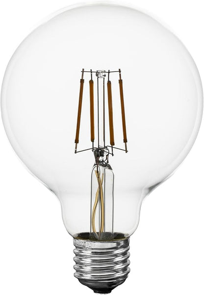 Novelty Lights 4 Pack G95 Edison Style LED Globe Light Bulb, 4 Watt (40 Watt Equivalent) 400 Lumen 5500K Pure White, Dimmable Vintage Filament Globe, E26 Base