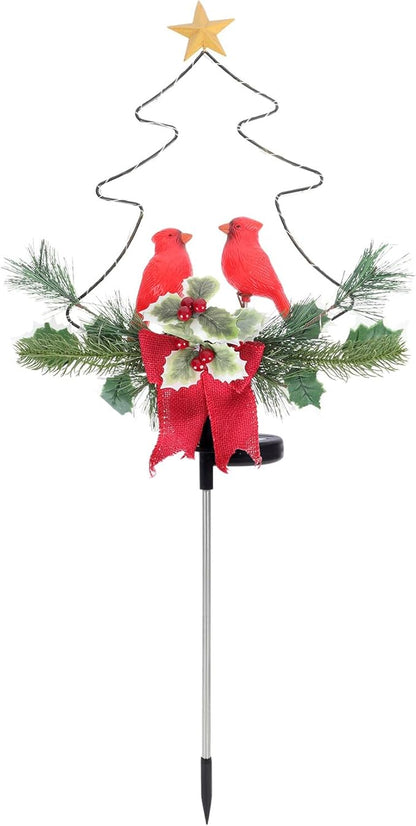Solar Charging Red Bird LED Path Light Waterproof Outdoor Xmas Tree Lawn Garden Decorative Landscape Lamp for Patio Yard Christmas Solar Lighting