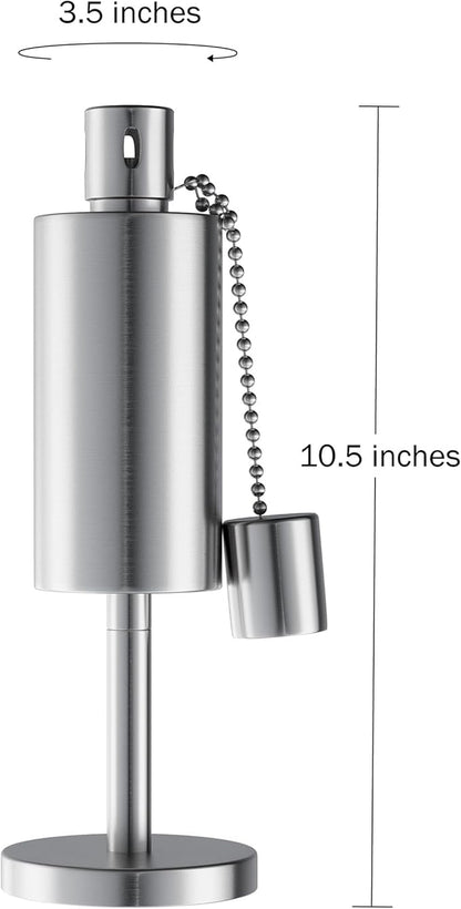 Table Top Torch Canister - 10.5in Tall Stainless Steel Refillable Citronella Torches Outdoor - Tabletop Torches for Outside Patio or Deck - Oil Lamp Outdoor Lighting by Pure Garden